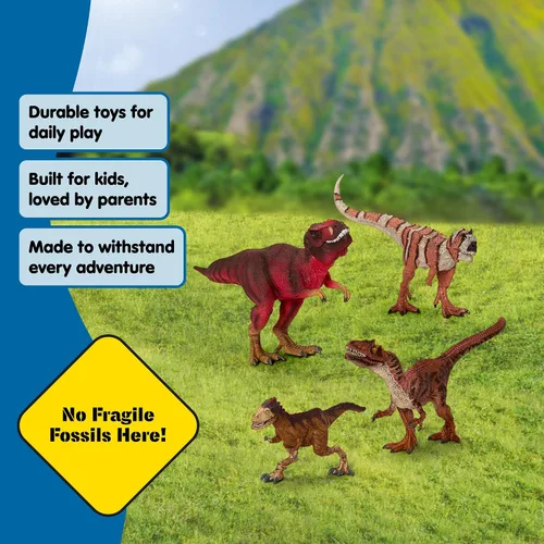 Miniatura 6 de Schleich Dinosaurios – Juego de 4 piezas de dinosaurios rojos para niños y niñas – con figura de T Rex, Allosaurus, Intrepidus y Majungasaurus