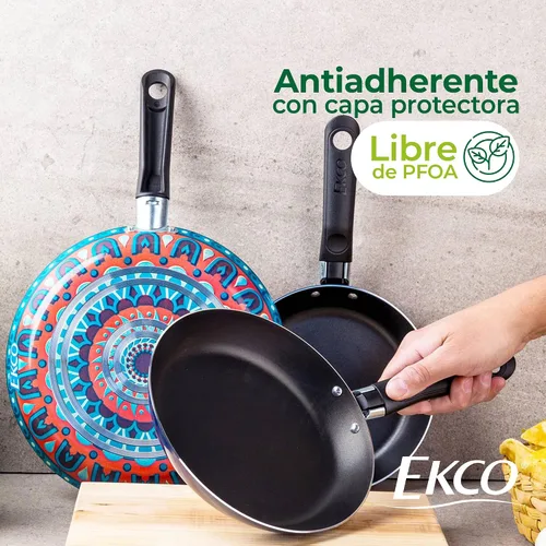 Miniatura 11 de Ekco Juego de sartenes de 3 piezas (7.1, 7.9 y 9.4 pulgadas) para todas las estufas, apto para lavavajillas, sartenes de aluminio ligeras, mango