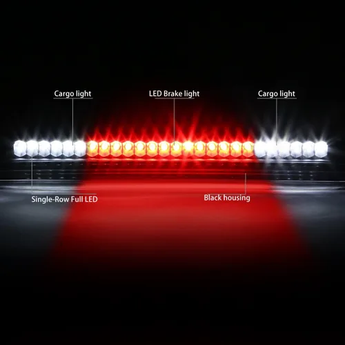 Miniatura 2 de DNA MOTORING Tercera luz LED de freno con lente ahumada de carcasa negra, lámpara de freno de montaje alto de tercera cola, compatible con Nissan