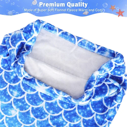 Miniatura 4 de Viviland Manta de cola de sirena – Manta de felpa de sirena para niñas, para todas las estaciones, manta de franela suave para acurrucarse, saco