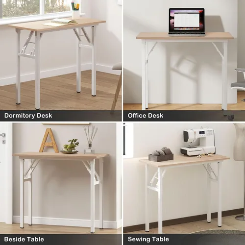 Miniatura 6 de Need AC5AW - Escritorio pequeño plegable, resistente y robusto para computadora, oficina en casa, dormitorios y espacios pequeños, no requiere Roble