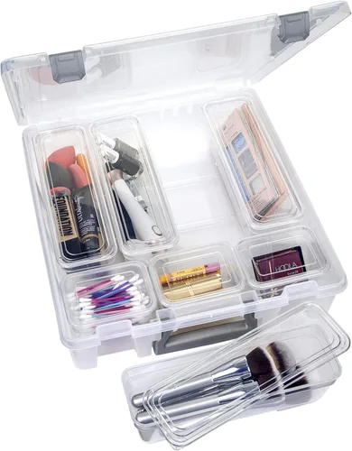 Miniatura 24 de AB Designs 6967ABD Super Satchel con 9 contenedores mezclados en el interior, contenedor apilable para organización de almacenamiento en el hogar
