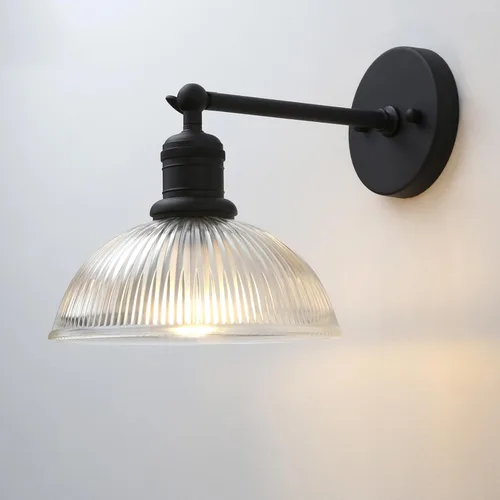 Yosoan Aplique de pared para interiores con pantalla a rayas, 1 luz moderna de tocador, lámpara industrial vintage, lámpara individual industrial
