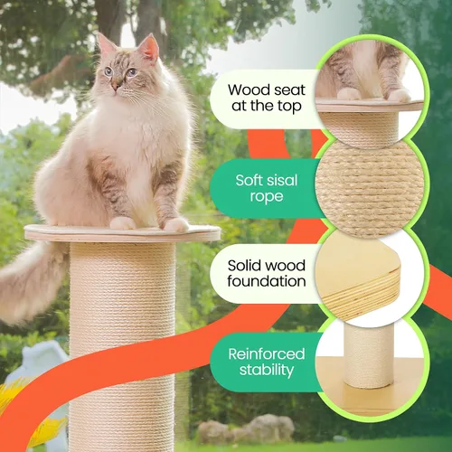 Miniatura 6 de Poste rascador para gatos de 50 pulgadas de alto, poste rascador extragrande para gatos más grandes (maine coon), poste de 7.3 pulgadas de grosor