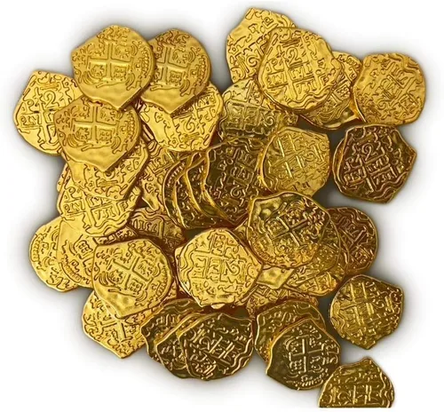 Miniatura 2 de Toy Metal Shiny Gold Action Treasure Coins - Juegos y Fiestas - 100 fichas