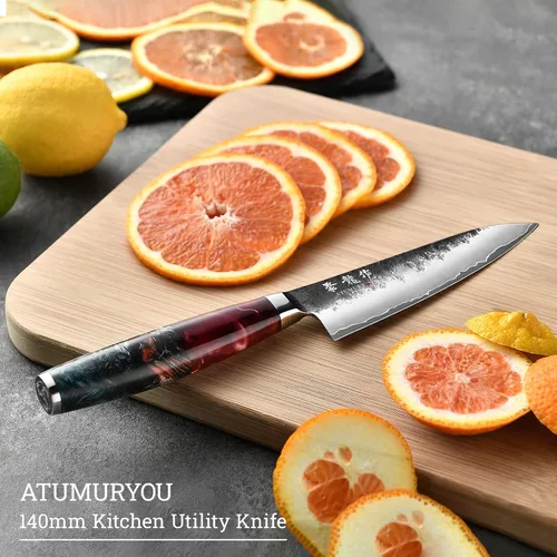 Miniatura 2 de Cuchillo japonés de 5.5 pulgadas, cuchillo de chef profesional forjado a mano VG10, cuchillos de pelar ultra afilados con mango ergonómico, cuchillo