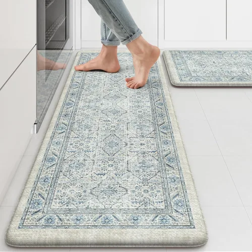 Miniatura 51 de KIMODE Alfombra de Cocina Antifatiga 2 Piezas, Alfombras de Cocina Antideslizantes e Impermeables, Alfombra de Cocina de Estilo Rústico en Gris