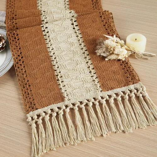 Miniatura 33 de FEXIA Camino de Mesa Negro con Borlas de 72 Pulgadas Macramé Boho Estilo Granja Camino de Mesa para Decoración de Dormitorio y Comedor