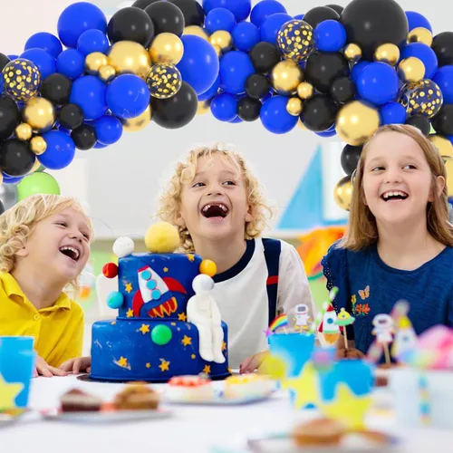 Miniatura 5 de Kit de arco de guirnalda de globos azul real, negro y dorado, globos azules y negros, globos metálicos dorados, globos de videojuegos para hombres