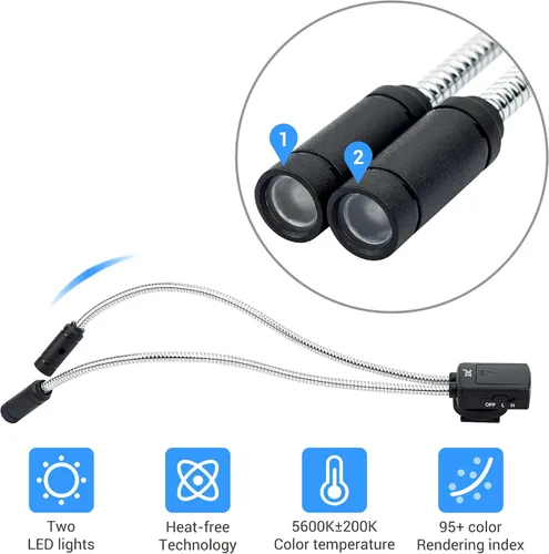 Miniatura 4 de JJC Luz de brazo macro LED portátil de 10 pulgadas, CRI 95+ 5600K, 5 niveles ajustables, luces de relleno flexibles, USB-C, blanca