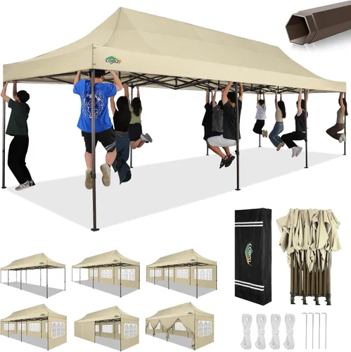 Miniatura 12 de COBIZI Tienda de campaña desplegable resistente de 10 x 10 con 4 paredes laterales extraíbles, toldo desplegable Ez con bolsa portátil, carpa