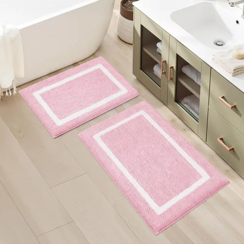 Miniatura 10 de HOMEIDEAS - Juego de alfombras para baño (2 piezas), de microfibra súper suave y absorbente, con borlas, antideslizantes y lavables a máquina