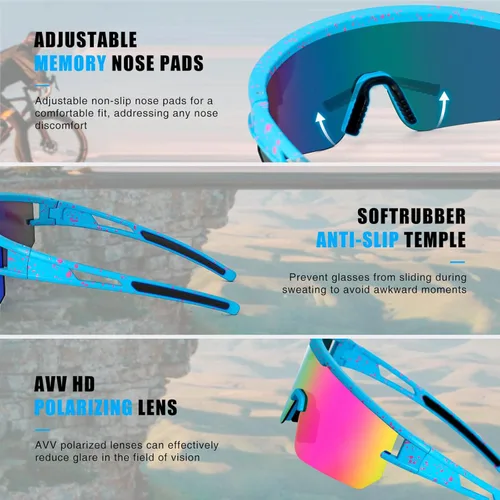 Miniatura 3 de AVV Gafas de sol de béisbol polarizadas UV400 para hombres, mujeres y jóvenes, gafas de sol para correr, deportes, pesca y bicicleta Lente azul
