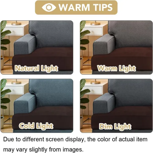Miniatura 4 de H.VERSAILTEX Fundas de terciopelo elástico para silla con cojín en forma de T para sala de estar, funda de sofá, funda de asiento con cojín