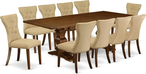 Miniatura 20 de East West Furniture LAGA11-78-03 - Juego de mesa de comedor de 11 piezas, incluye una mesa de comedor rectangular con hojas extraíbles y 10 sillas