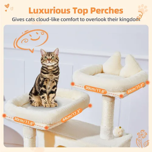 Miniatura 7 de Taoqimiao Árbol para gatos de 57.5 pulgadas, torre para gatos de interior para adultos, condominio extragrande para gatos, 8 postes rascadores