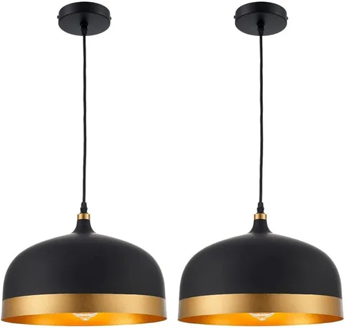 Miniatura 10 de Lámpara colgante de cocina negra y dorada, color negro mate, ajustable, 1 luz, mini candelabros de mediados de siglo, lámpara colgante de techo