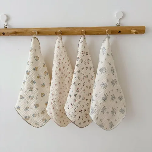 Miniatura 13 de BuLuTu - Paños de limpieza reutilizables 100% algodón muselina para cocina, 4 unidades, paños de cocina con estampado floral dulce, paños de esponja