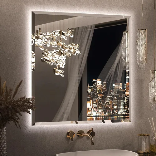 Miniatura 22 de Keonjinn - Espejo de 48x30 pulg retroiluminado LED para baño/tocador, luz de 3 colores ajustables blanca/cálida/natural, lúmenes altos, montaje