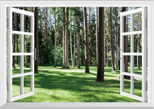 Miniatura 10 de FLFK Adhesivo de Pared de Ventana Falsa - Lagos en la Selva Mural de Pared de Ventana Falsa para Decoración de Pared, Calcomanías de Pared