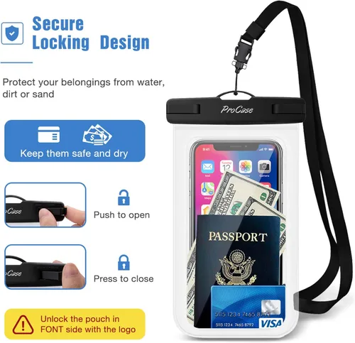 Miniatura 5 de ProCase Paquete de 6 bolsas impermeables para teléfono, bolsa seca para iPhone 16 15 14 13 12 11 Pro Plus Max Mini Xs XR X 8 7, Galaxy S23 S22 S21