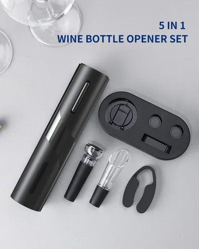 Miniatura 6 de Juego de abridor eléctrico de botellas de vino CIRCLE JOY - Sacacorchos recargable inalámbrico, juego de regalo con base de carga, cortador de papel