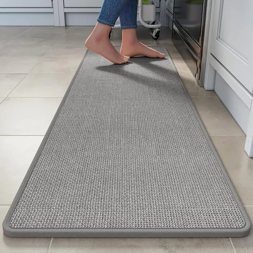 Miniatura 65 de YDKGL Tapetes de cocina para piso, alfombras de cocina súper absorbentes, antideslizantes, lavables, de lino sintético suave trenzado, alfombra