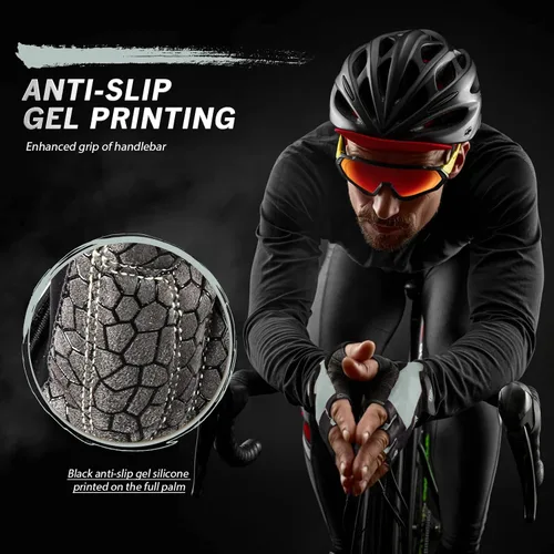 Miniatura 5 de Guantes de bicicleta para hombres y mujeres con almohadilla antideslizante que absorbe los golpes, guantes de ciclismo ligeros de medio dedo