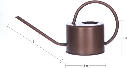 Miniatura 7 de Topadorn Regadera de metal de 1.3 L con boquilla larga, regadera de plantas de interior de bronce, regadera de jardín resistente al óxido con mango