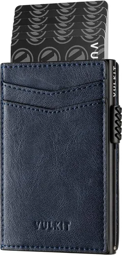 Miniatura 14 de VULKIT Billeteras delgadas para hombre, con bloqueo RFID, diseño minimalista con capacidad para hasta 11 tarjetas, Negro -, Minimalista