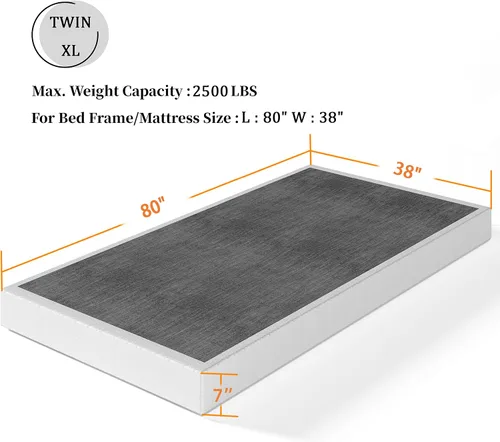 Miniatura 3 de Juego de somier y funda individual XL, somier de metal de alto perfil de 7 pulgadas, base de colchón resistente, funda fácil de limpiar, silencioso