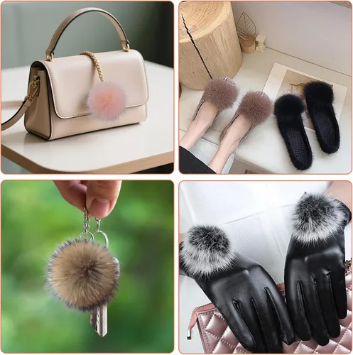 Miniatura 6 de 20 pompones de piel sintética para sombreros, pompones de 4.5 pulgadas para sombreros de tejer con lazo elástico, accesorios extraíbles de ganchillo