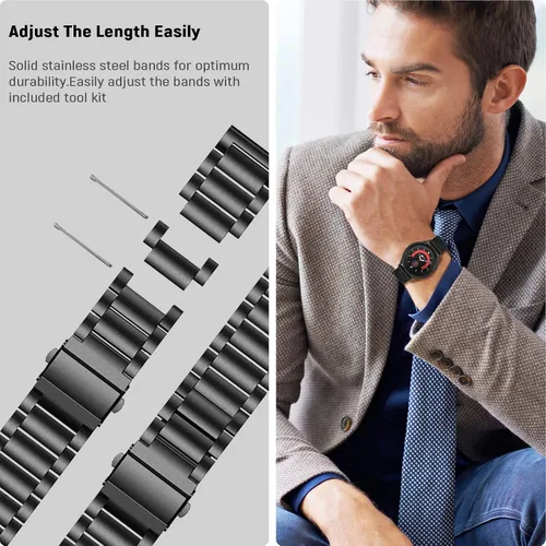 Miniatura 6 de Band Compatible with Samsung Galaxy Watch 7 6 5 4 Band 40mm 44mm 45mm/Watch 6 4 Classic 42mm 46mm 43mm 47mm,Metal Stainless Steel Bands Strap Men