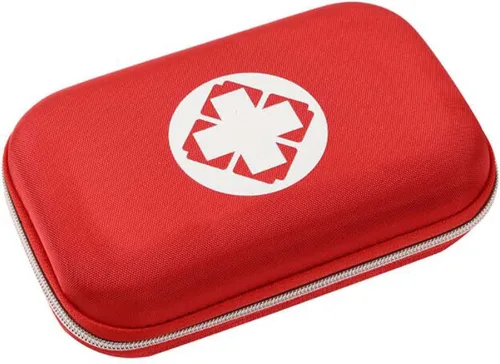 Miniatura 2 de Pequeño kit compacto de primeros auxilios, bolsa de almacenamiento de emergencia médica para viajes, camping, deporte, color rojo