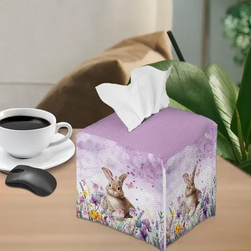 Miniatura 4 de Personalizar caja de pañuelos de cuero PU cuadrado caja de pañuelos titular personalizado su foto/logotipo/texto, personalizable en todos los lados