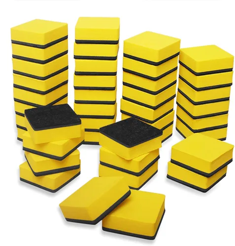 Paquete de 40 borradores magnéticos de borrado en seco para pizarra blanca a granel, limpiador de pizarra para oficina (2 x 2 pulgadas, amarillo)