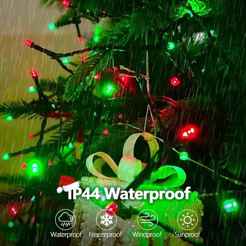 Miniatura 4 de OZS- Guirnalda de luces de Navidad rojas y verdes, paquete de 2 unidades enchufables entre sí, 164 pies en total, 400 focos LED para exteriores e