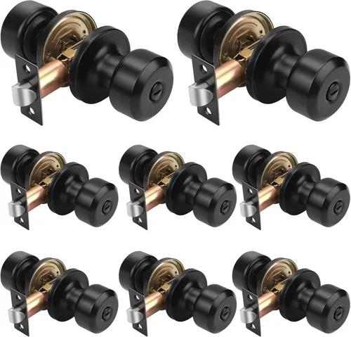 Miniatura 55 de KNOBWELL Paquete de 4 pomos de puerta cuadrados modernos para paso, pomos de puerta interiores, manija de puerta de pasillo y armario, color negro