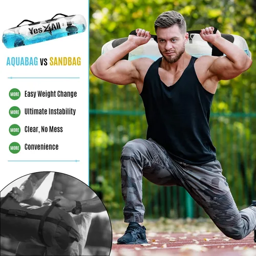 Miniatura 5 de Yes4All Large Aqua Bags for Workout 35/45/80lbs - Ultimate Core Water Weights Aqua Bag - Portable Stability Fitness - Perfect Agility, Durability A.