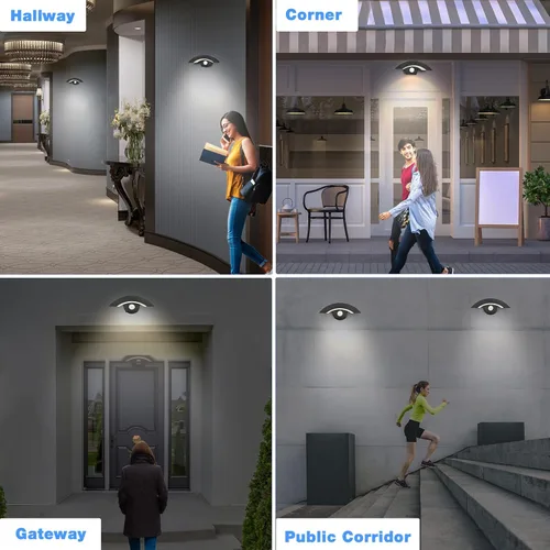 Miniatura 9 de Luces LED con sensor de movimiento para exteriores, 18 W, 1500 lm, luz de pared LED IP65, impermeable, lámpara de pared de aluminio de 3000 K, luz