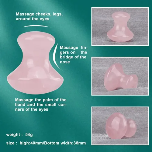 Miniatura 3 de ideayard Hongo Gua Sha 2pcs & Peine Masaje Cuarzo Rosa