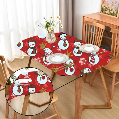 Miniatura 25 de Mantel ajustado blanco con elástico para mesas plegables de 48x48 pulgadas, manteles lavables y elásticos de elastano para mesas de cartas, manteles