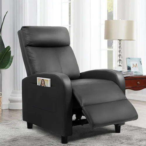Miniatura 4 de Furniwell Silla reclinable de masaje para sala de estar, silla ajustable de cuero sintético reclinable, asiento para cine en casa, sofá individual