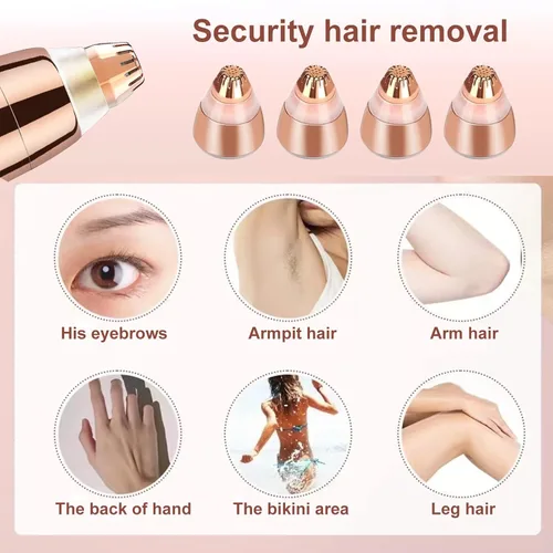 Miniatura 7 de Paquete de 4 cabezales de repuesto impecables, herramienta de repuesto para quitar el vello facial para mujeres, acabado suave facial con cepillo