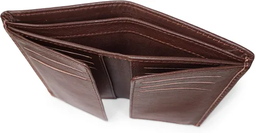 Miniatura 3 de Cartera de piel de vacuno con bloqueo RFID con capa interior de piel de vaca de primera calidad con doble apertura y soporte para ventana