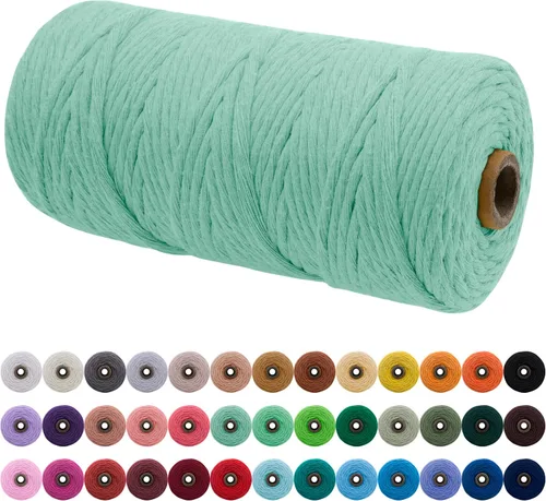Miniatura 43 de JeogYong Cordón de macramé de un solo hilo 2mm x 164 yardas (492 pies) Cuerda de algodón suave, hilo de macramé 2 mm, suministros de macramé