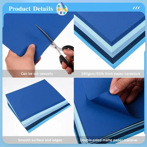 Miniatura 3 de MixTeach 240 hojas de papel de cartulina azul surtido 8.5 x 11" de grosor medio 180gsm/65lb papel kraft imprimible para álbumes de recortes