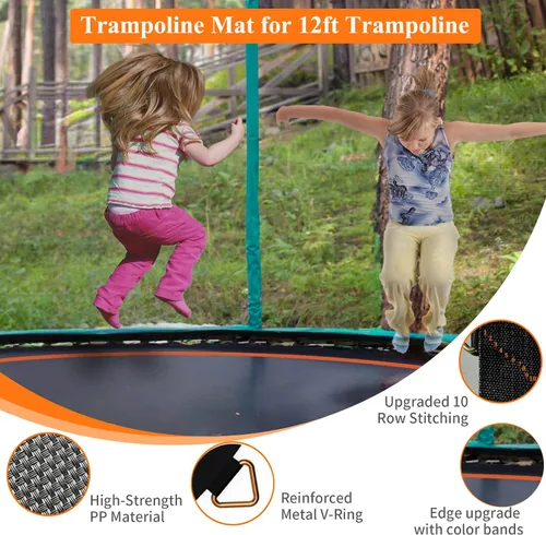 Miniatura 6 de Tapete para cama elástica, tapete de 10.56 pies/126.8 pulgadas de diámetro con 72 anillos, se adapta al marco de trampolín de 12 pies, uso