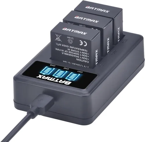 Miniatura 4 de Batmax 3 baterías AHDBT-301 de iones de litio + cargador USB LED de 3 ranuras para cámaras GoPro Hero 3, Hero 3+ GoPro AHDBT-301, AHDBT-302