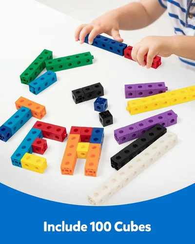 Miniatura 2 de Coogam Manipulativos de matemáticas, juego de matemáticas para niños de 3 a 8 años con cubo de enlace a presión de conteo de números, tarjetas